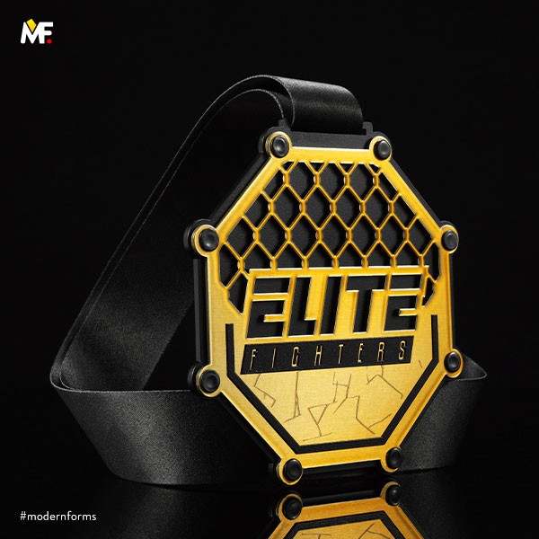 battle cage medal shaped elite fighters many cutouts gold colour