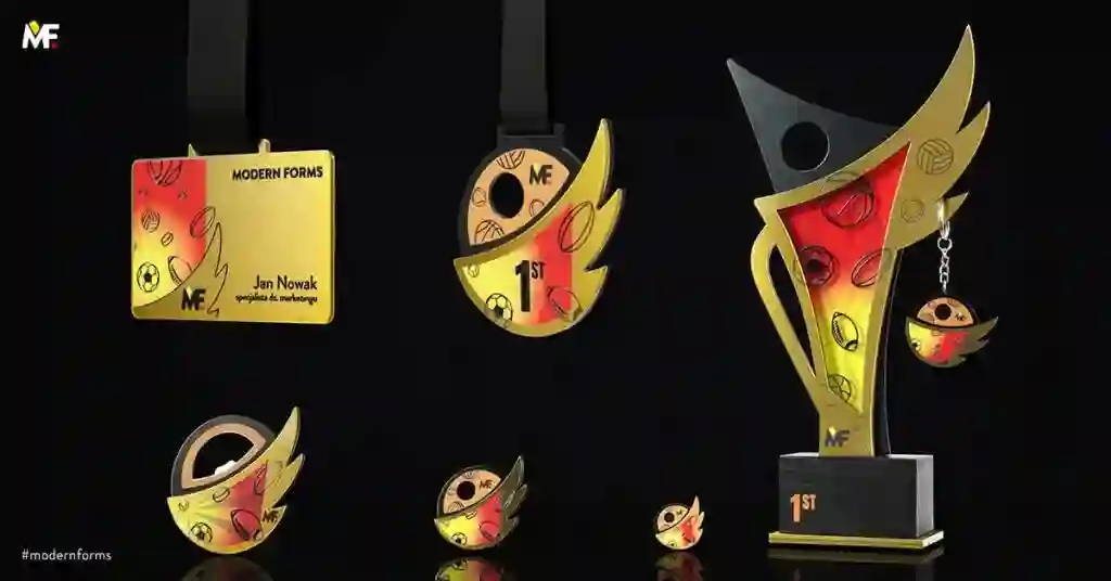Medal trophy opener ID Card with Sport embleme golden colour