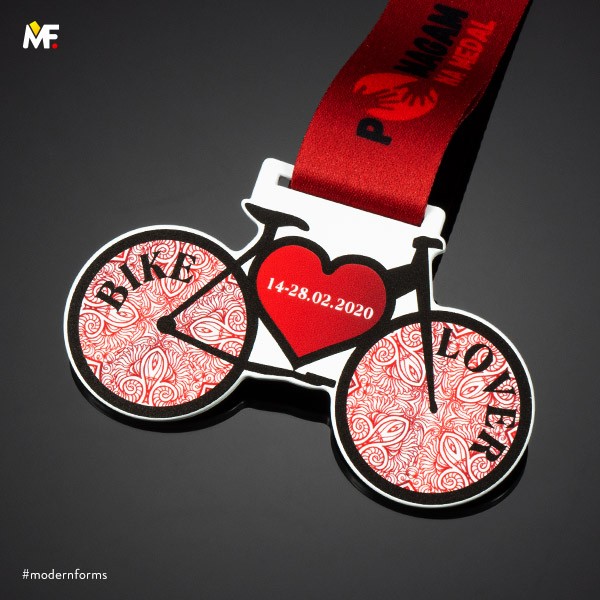 medal for winner bike with heart