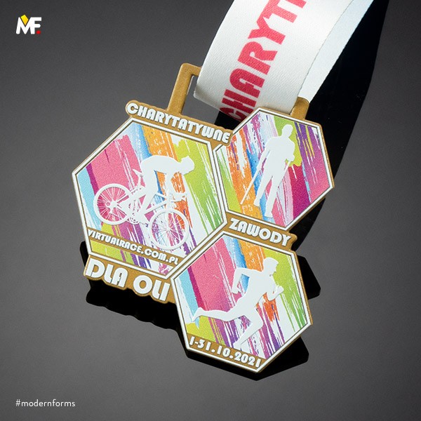 metal medal with colour print