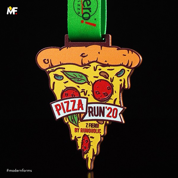 Medal for a runner pizza shape