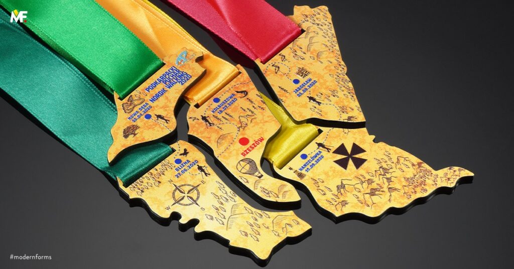 Puzzle medals in the shape of Podkarpacie, medals for nordic walking cup